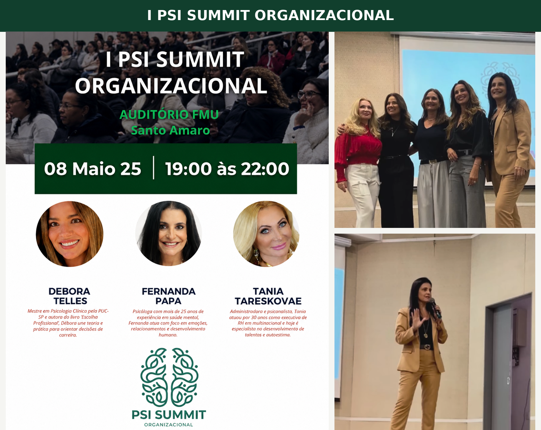 I PSI Summit Organizacional — Auditório FMU, Santo Amaro (08/05/2025).