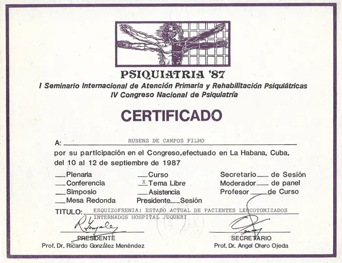 Psiquiatria '87 — I Seminario Internacional, Havana, Cuba (1987)
