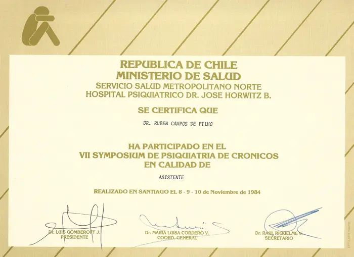 VII Symposium de Psiquiatría de Crónicos — Hospital Dr. José Horwitz, Chile (1984)