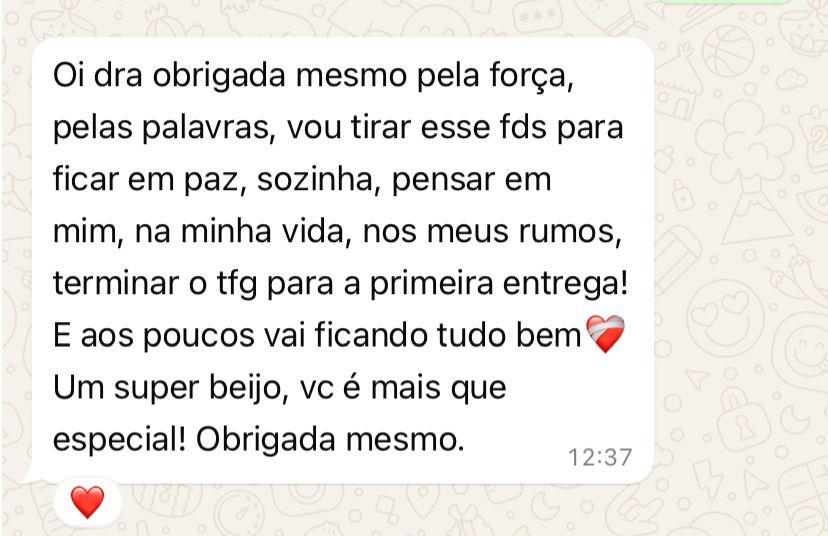 Depoimento de paciente — Amalia Antunes